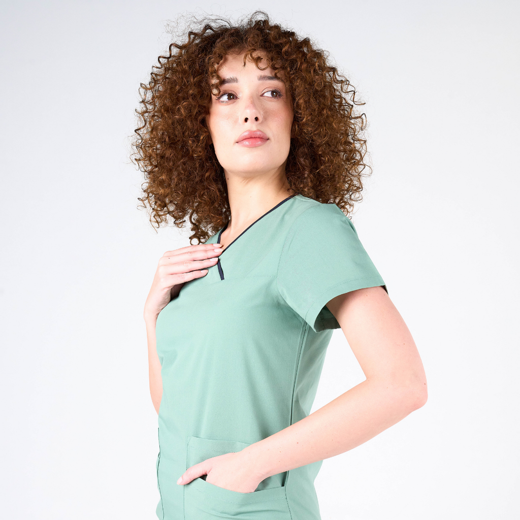 Label Yeşil Doktor Hemşire Medikal Cerrahi Takım Üniforma Scrubs -Lüx Likralı