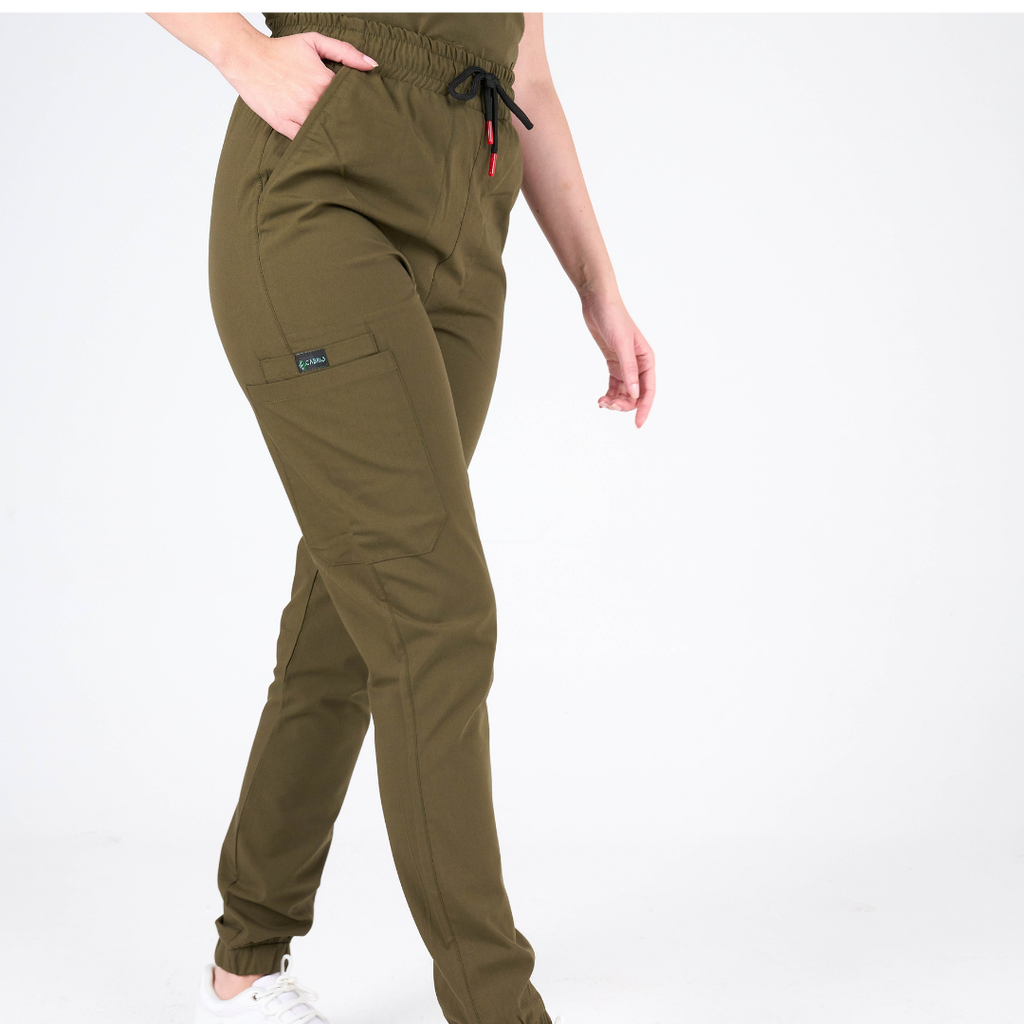 Label Haki Doktor Hemşire Medikal Cerrahi Takım Üniforma Scrubs -Lüx Likralı