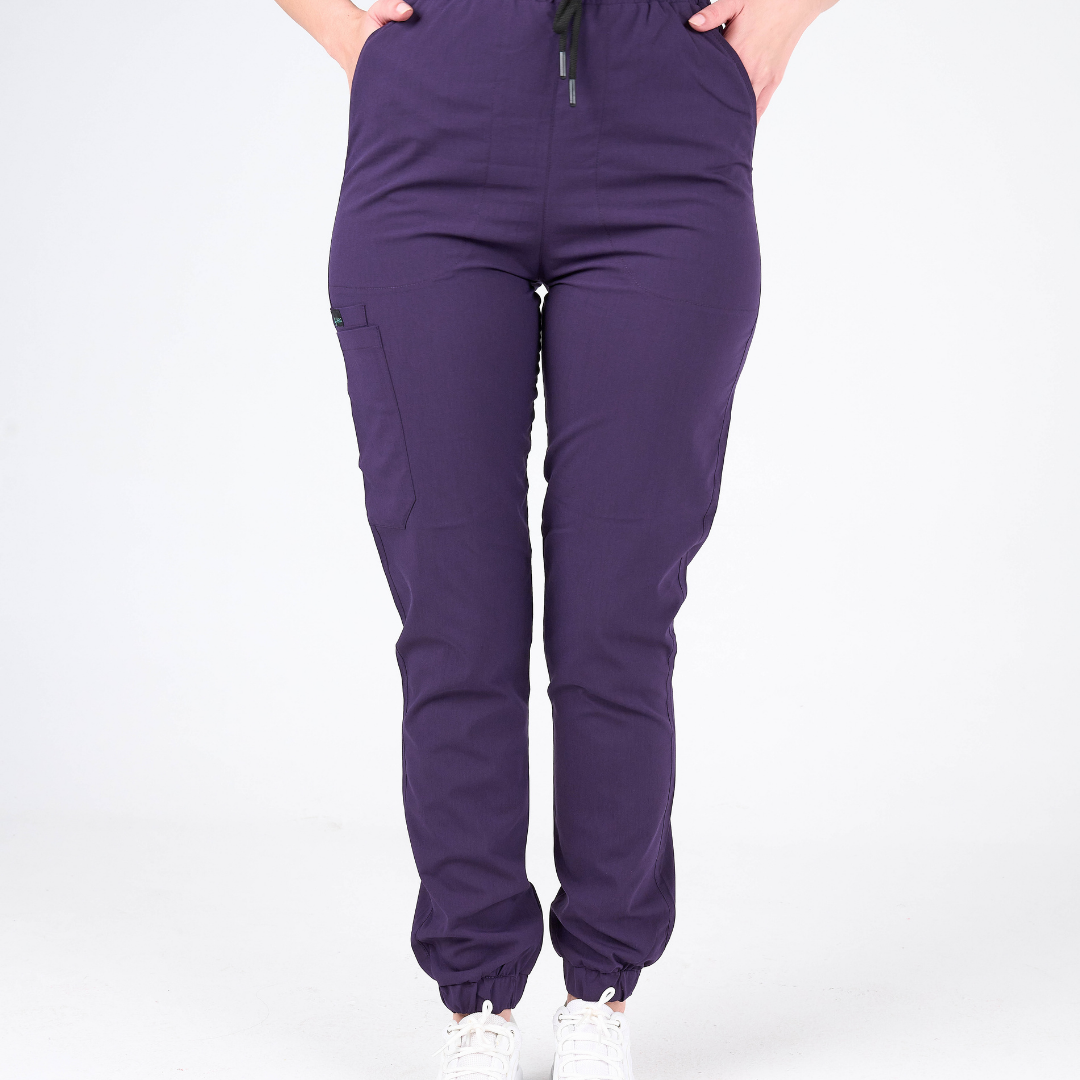 Label Mor Doktor Hemşire Medikal Cerrahi Takım Üniforma Scrubs -Lüx Likralı