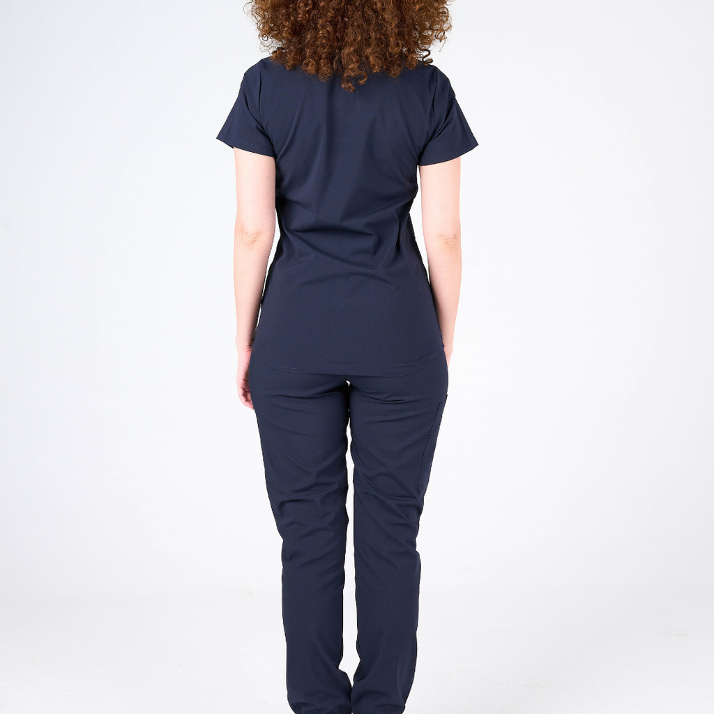 Cabrio Label Koyu Mor Doktor Hemşire Medikal Cerrahi Takım Üniforma Scrubs -Lüx Likralı