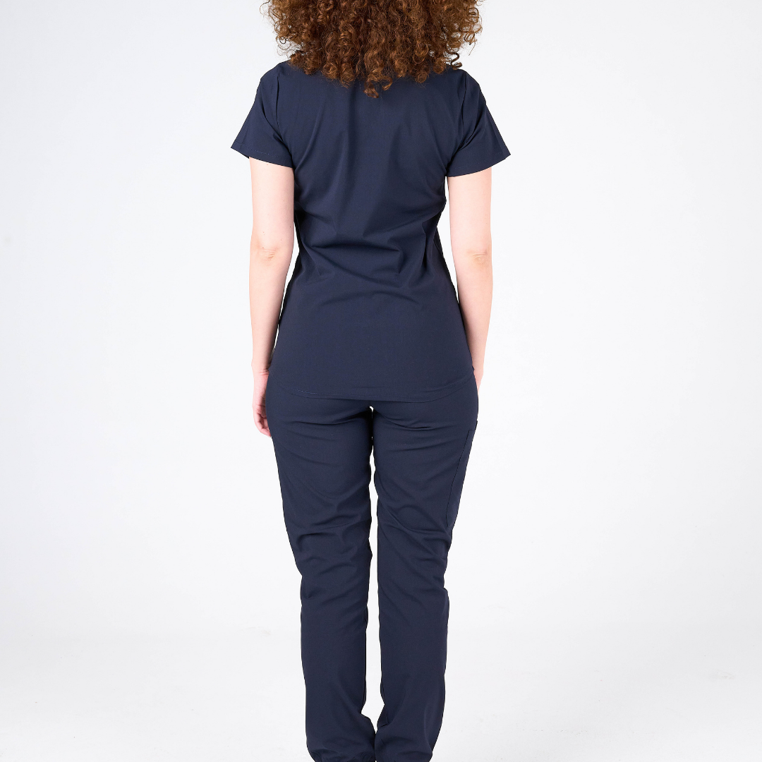 Cabrio Label Koyu Mor Doktor Hemşire Medikal Cerrahi Takım Üniforma Scrubs -Lüx Likralı