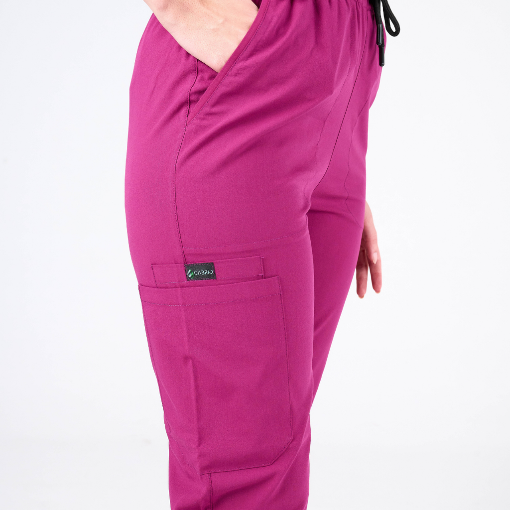 Label Vişne Doktor Hemşire Medikal Cerrahi Takım Üniforma Scrubs -Lüx Likralı